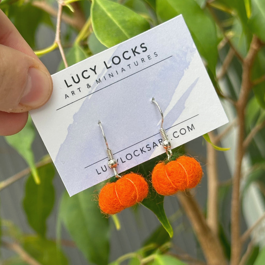 Felted Pumpkin Earring image 0