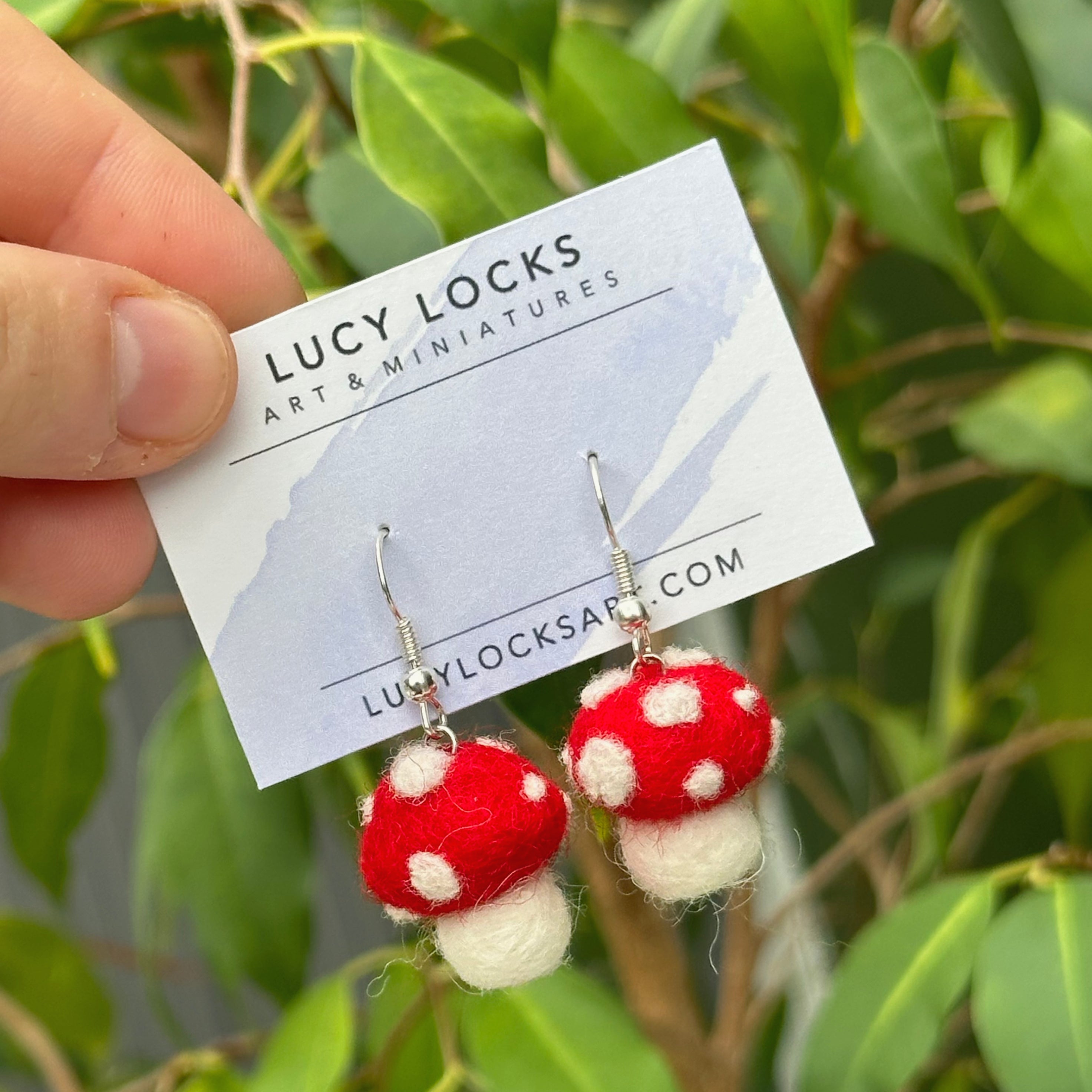 Felted Mushroom Earrings image 0