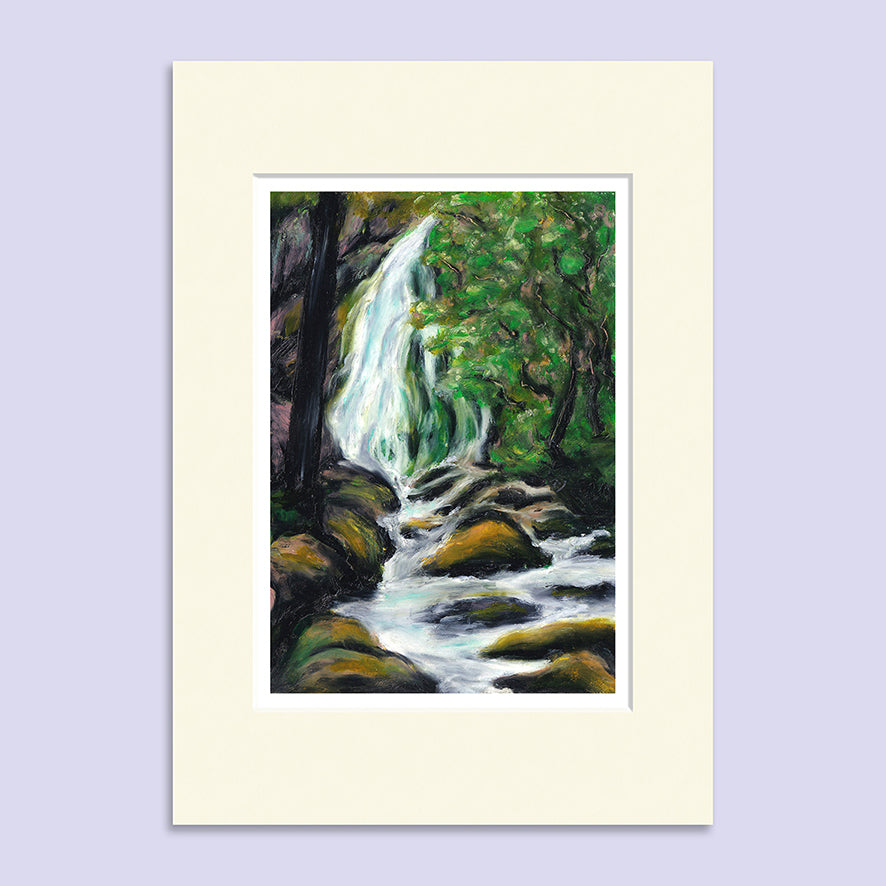 Forest Stream – A5 Oil Pastel Landscape Art Print image 1