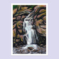 Rocky Falls – A5 Oil Pastel Landscape Art Print image 0
