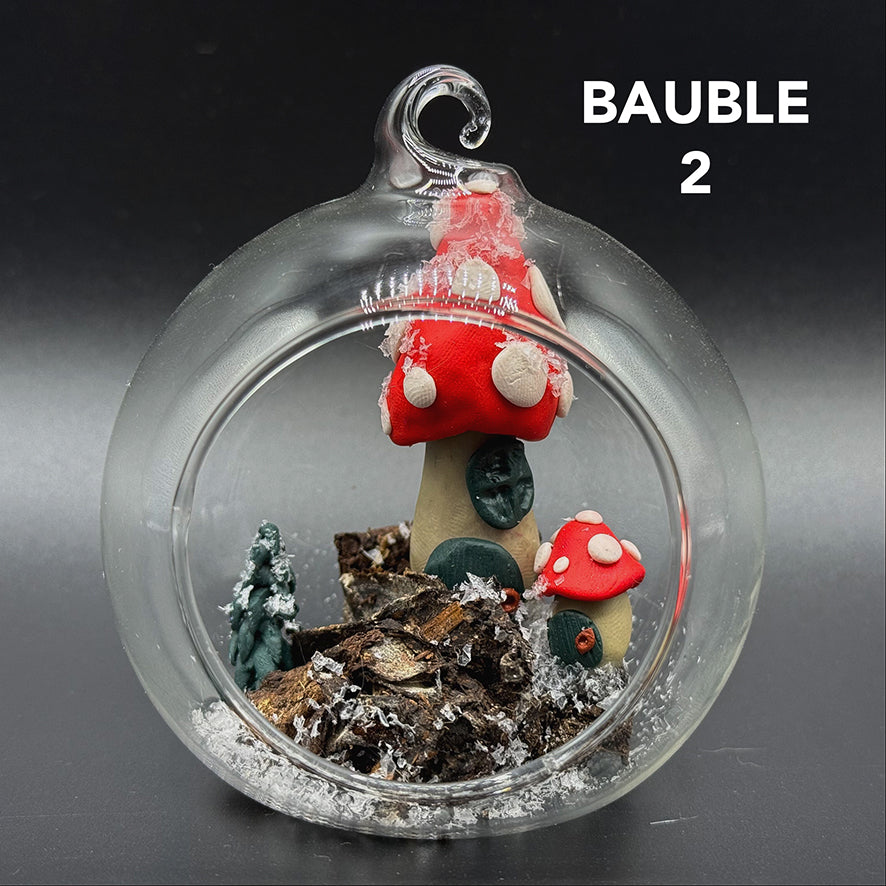 Mushroom Fairy Garden Glass Bauble Decoration image 1