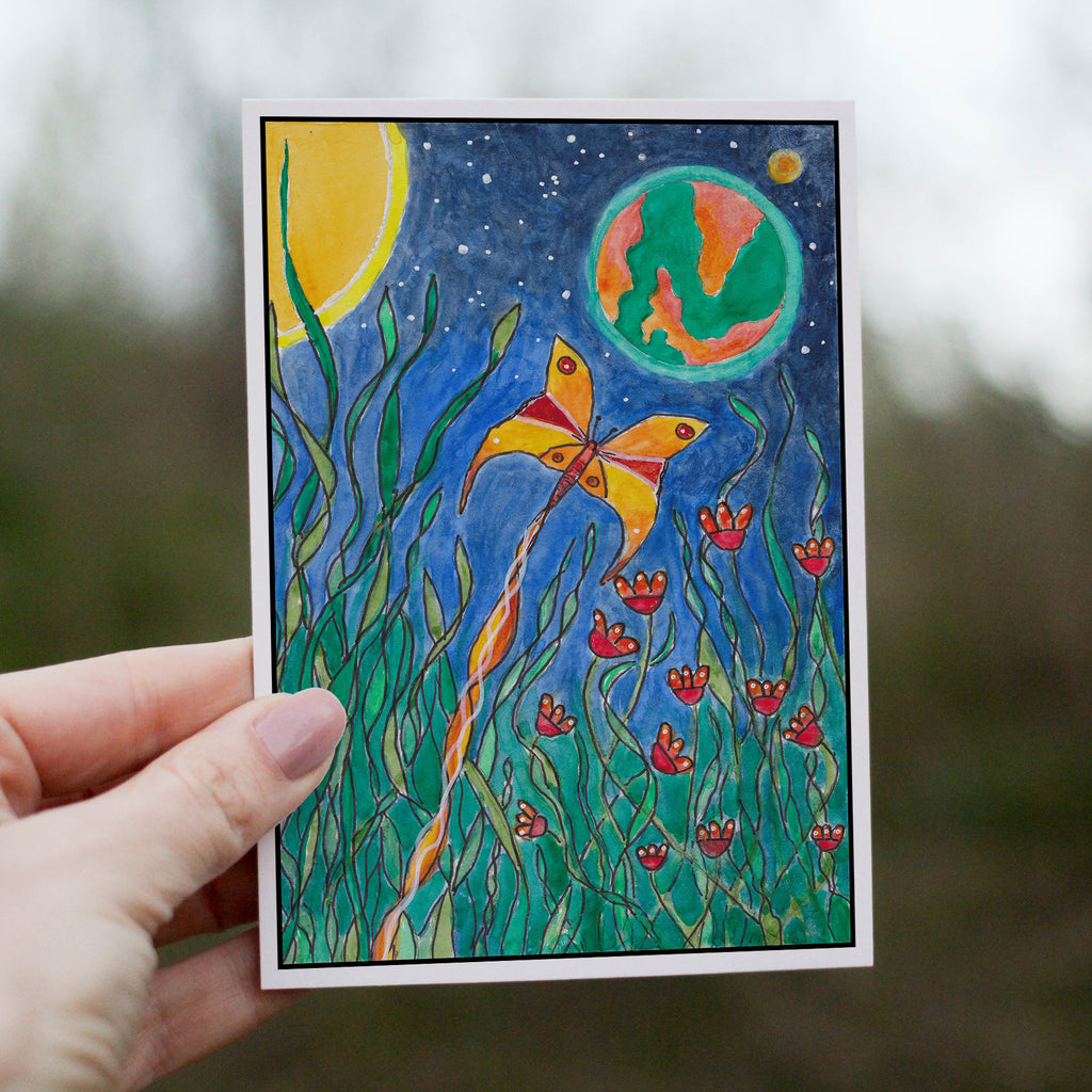 Abstract Night Moth Greetings Card image 0