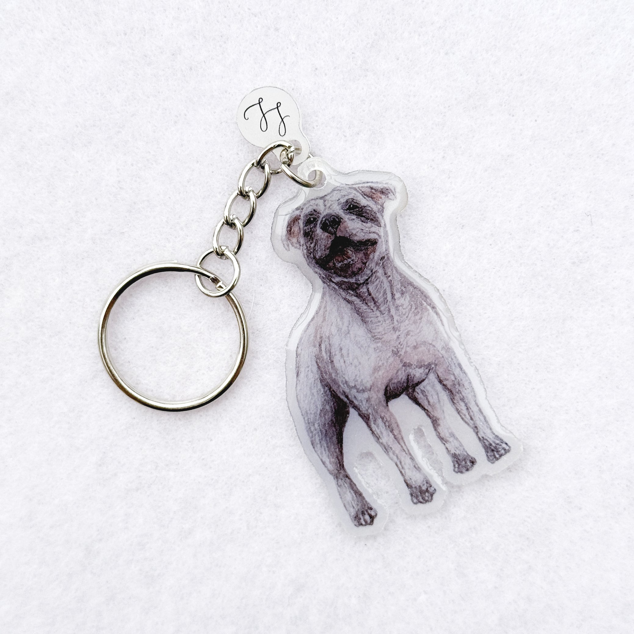 Staffordshire Bull Terrier - Handmade Keyring image 0