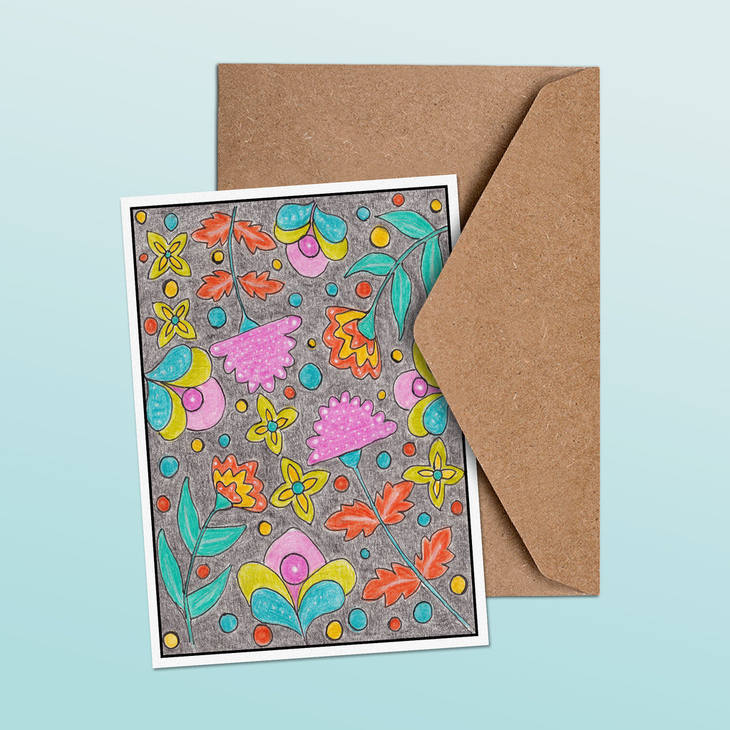 Abstract Floral 2 Greetings Card image 1