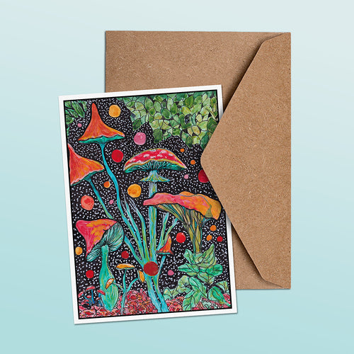 Abstract Mushrooms Greetings Card image 1