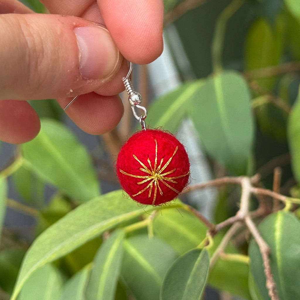 Felted Christmas Bauble Earrings - 4 Colour Options image 8