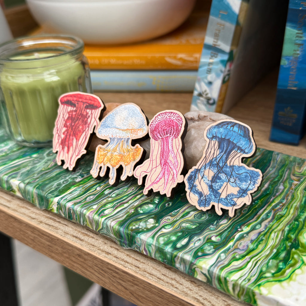 Jellyfish Wooden Pin image 0