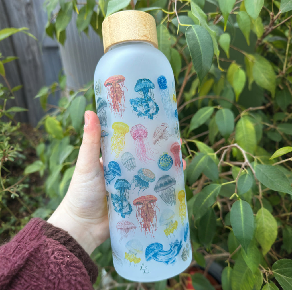 Jellyfish 25oz Glass Water bottle image 0