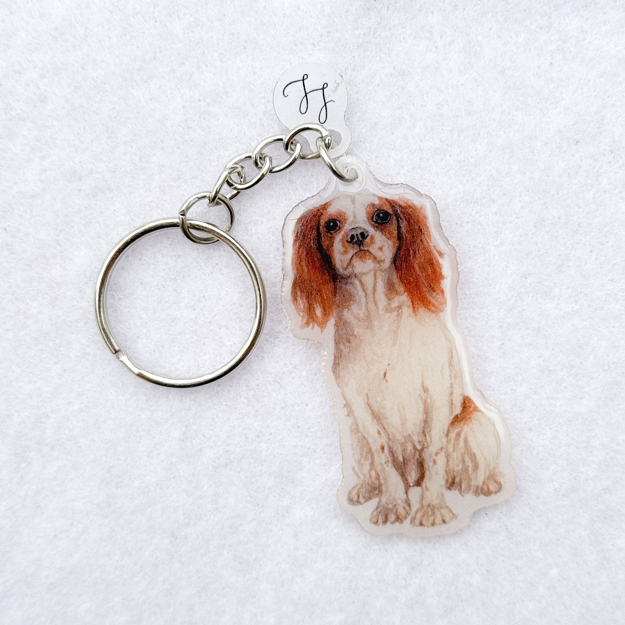 King Charles Spaniel (Blenheim) - Handmade Keyring image 0