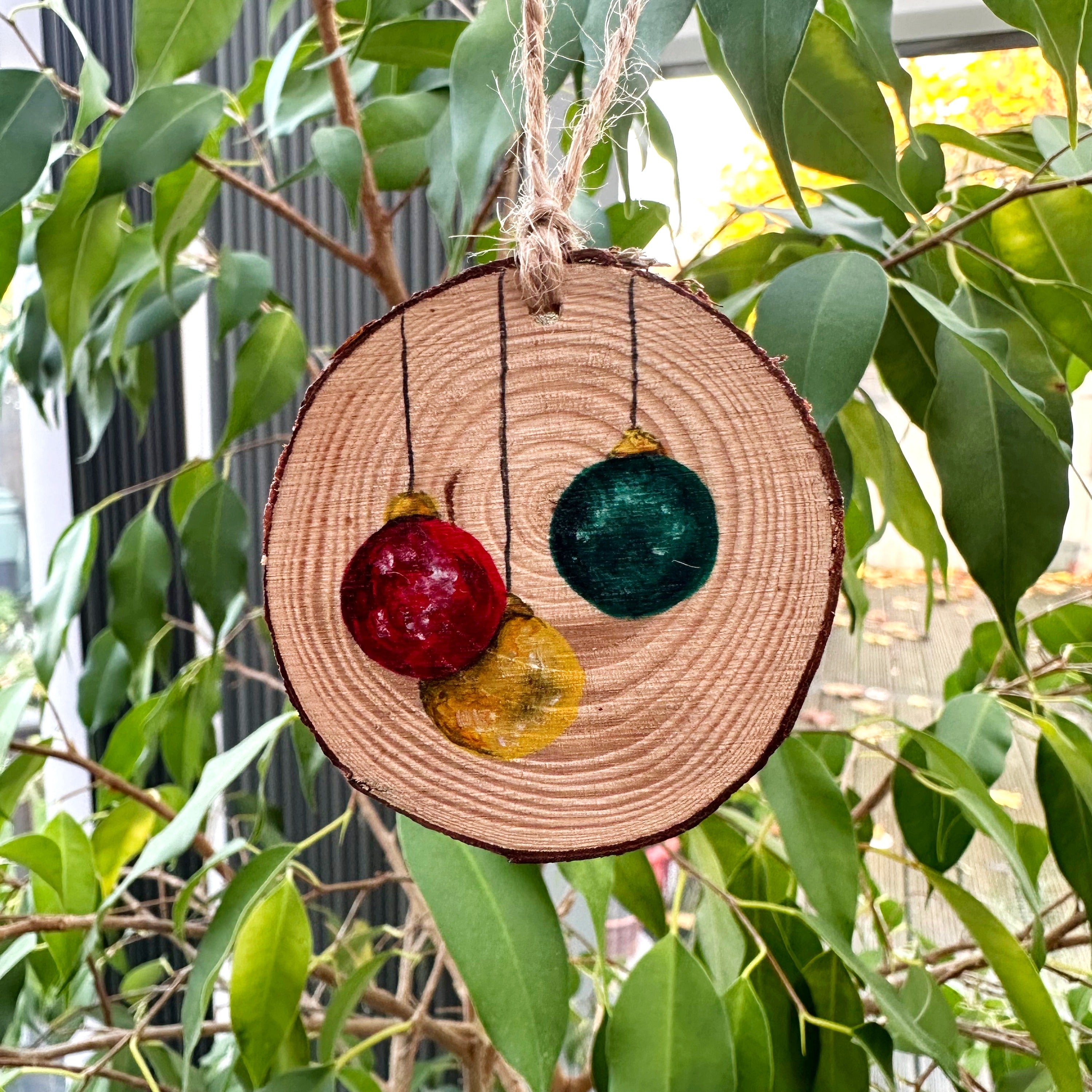 Hand Painted Wooden Disk Ornaments image 1