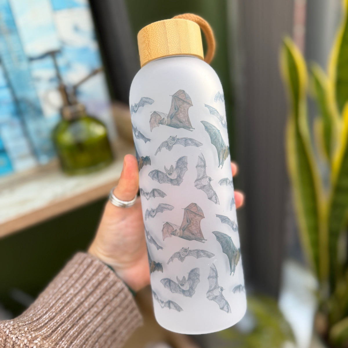 Bat 25oz Glass Water Bottle
