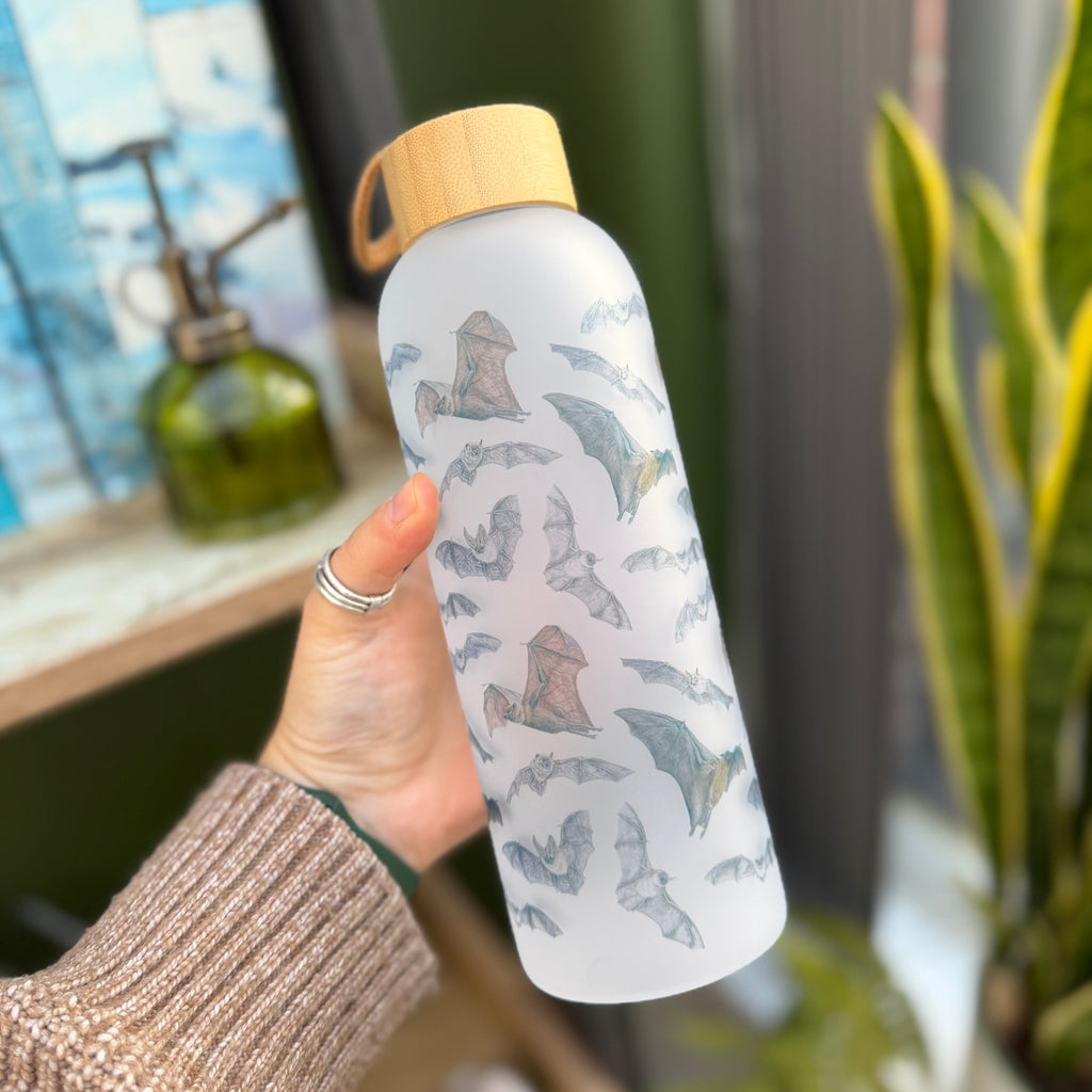 Bat 25oz Glass Water Bottle