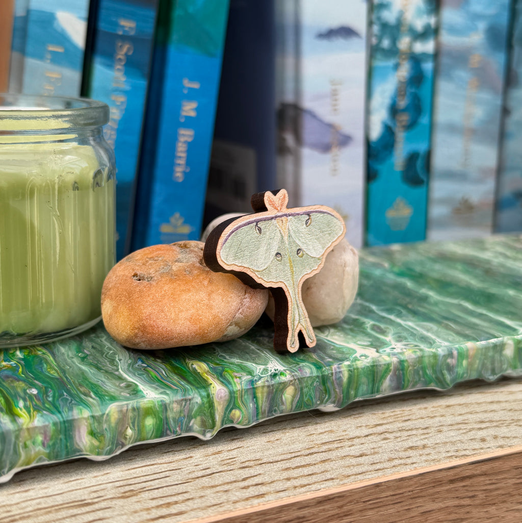 Moth Wooden Pin - Luna Moth