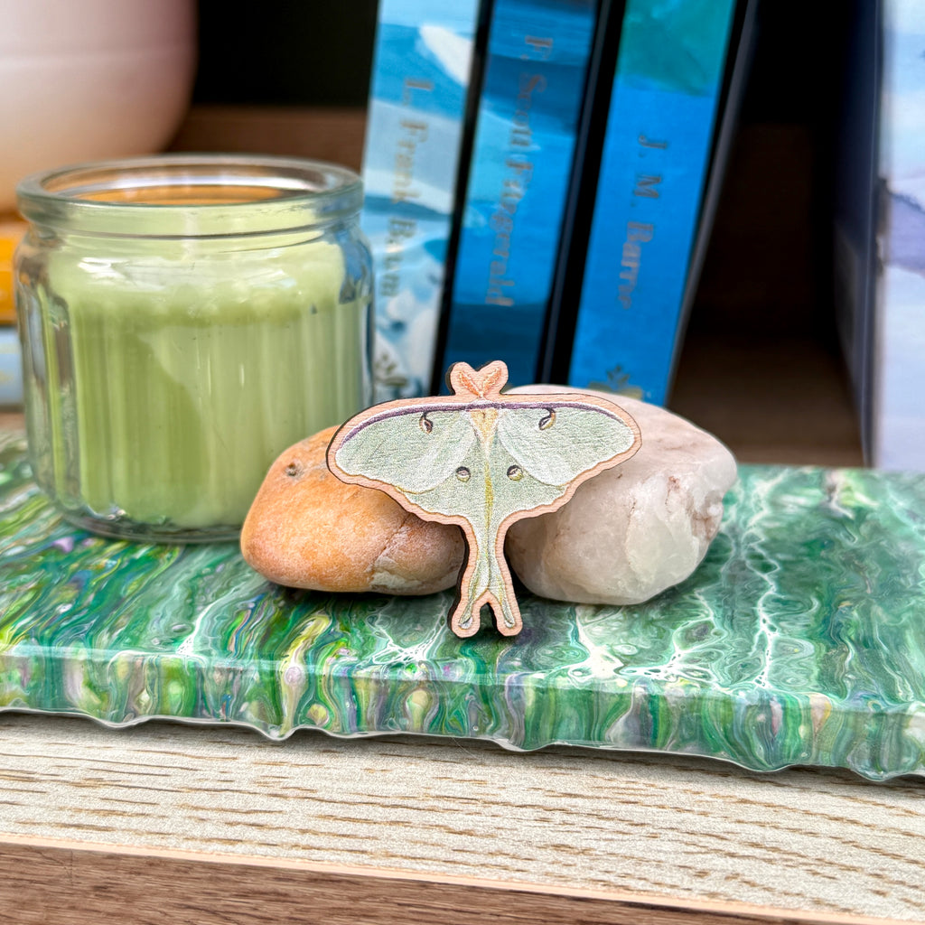 Moth Wooden Pin - Luna Moth