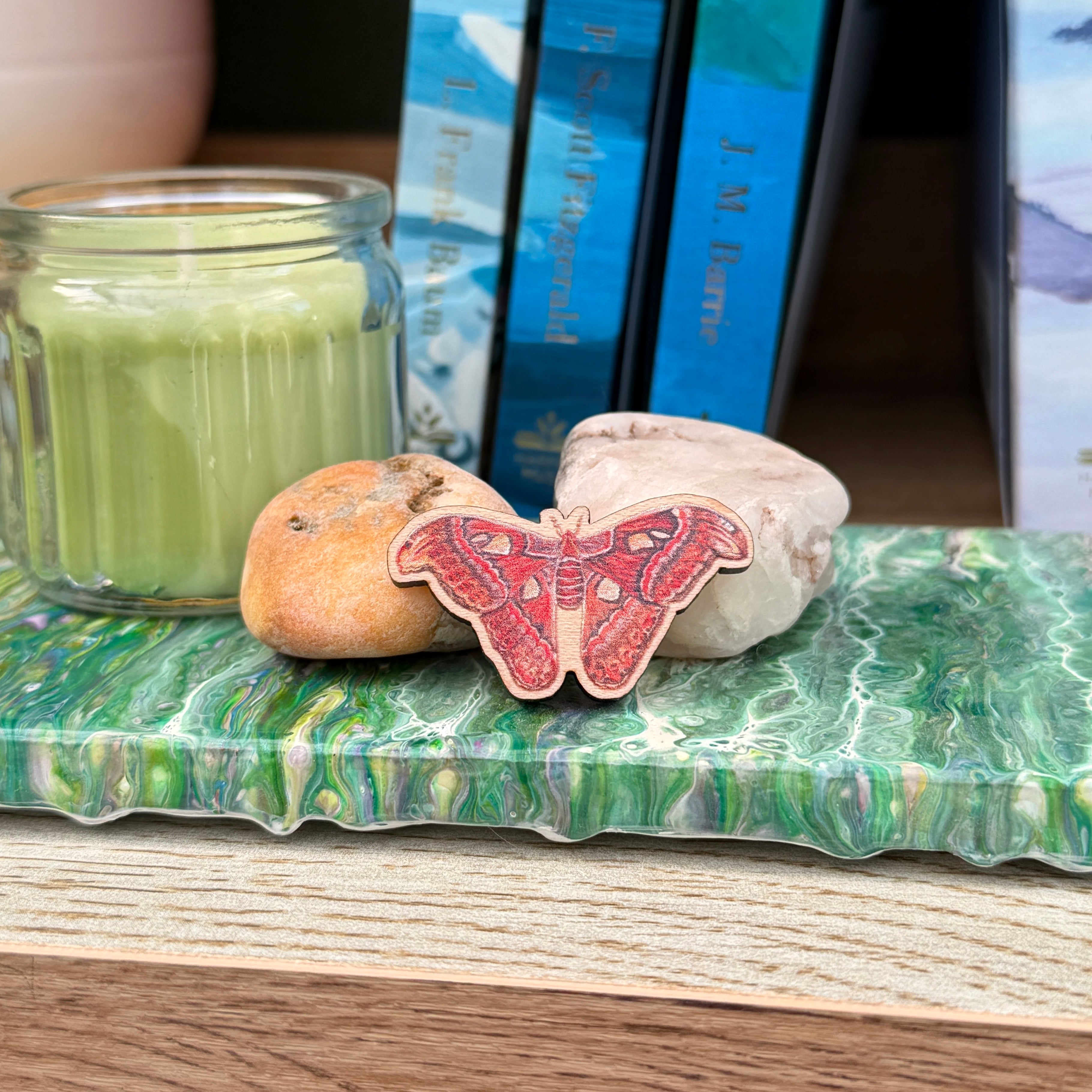 Moth Wooden Pin - Atlas Moth