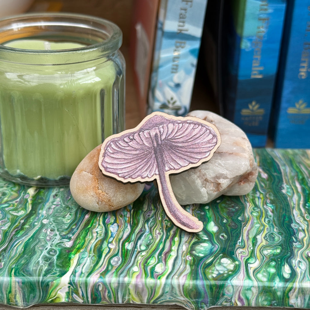 Mushroom Wooden Pin - Green Pepe