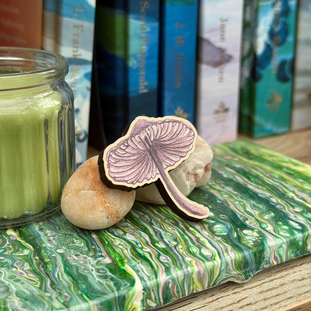 Mushroom Wooden Pin - Green Pepe