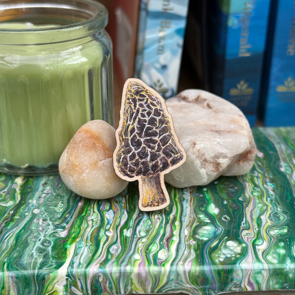 Mushroom Wooden Pin - Morel
