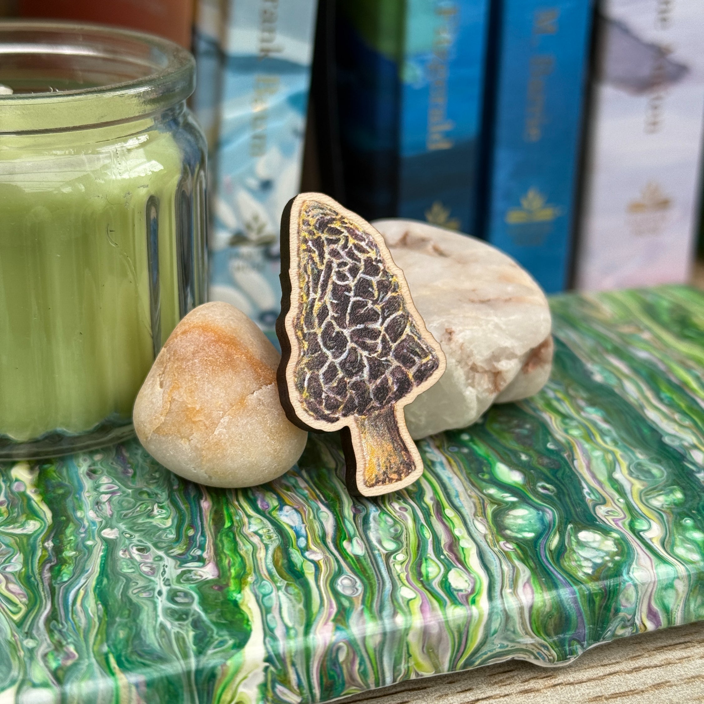 Mushroom Wooden Pin - Morel