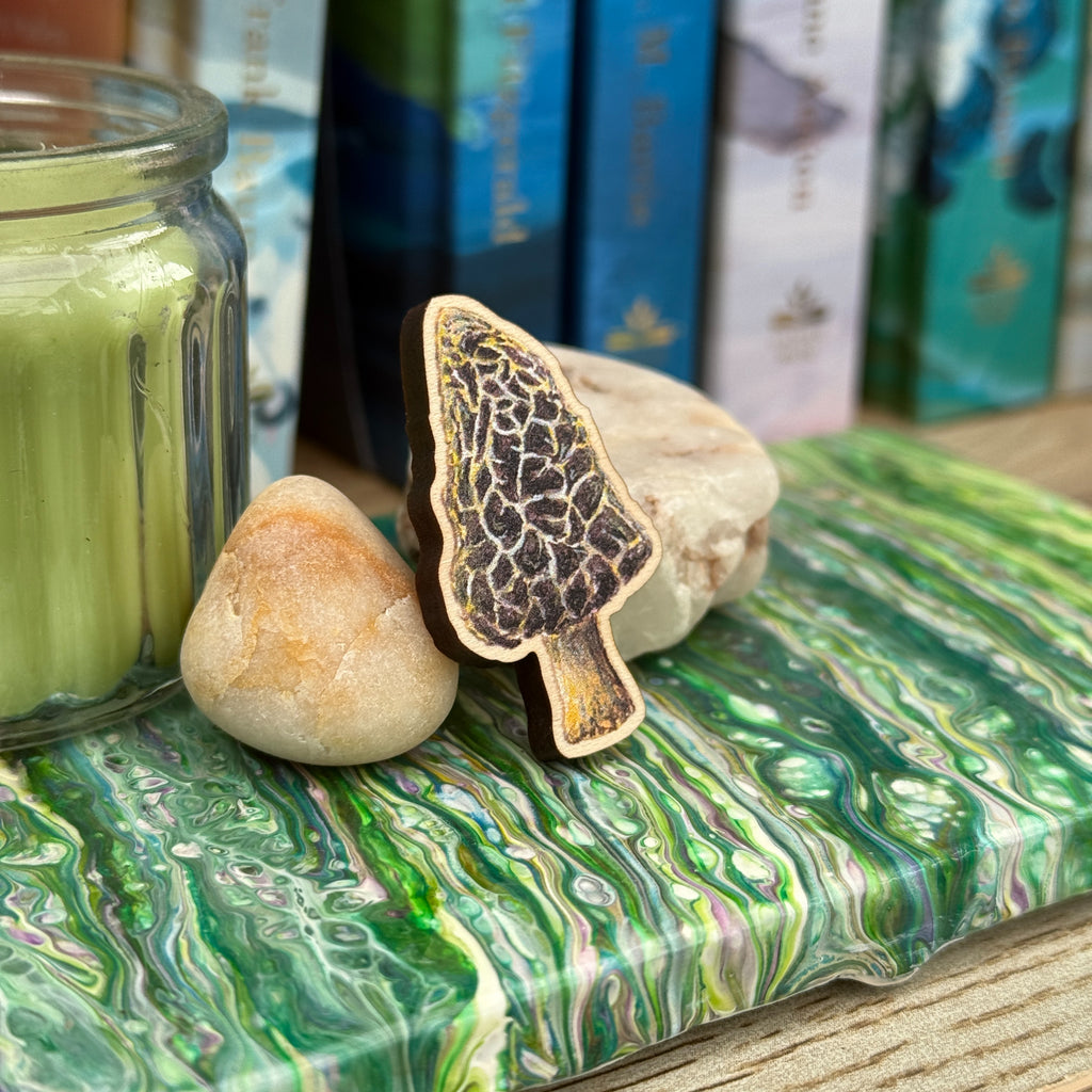 Mushroom Wooden Pin - Morel