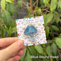 Mushroom Wooden Pin - Blue Round Head
