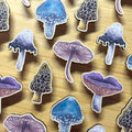 Colorful mushroom-shaped wooden pins