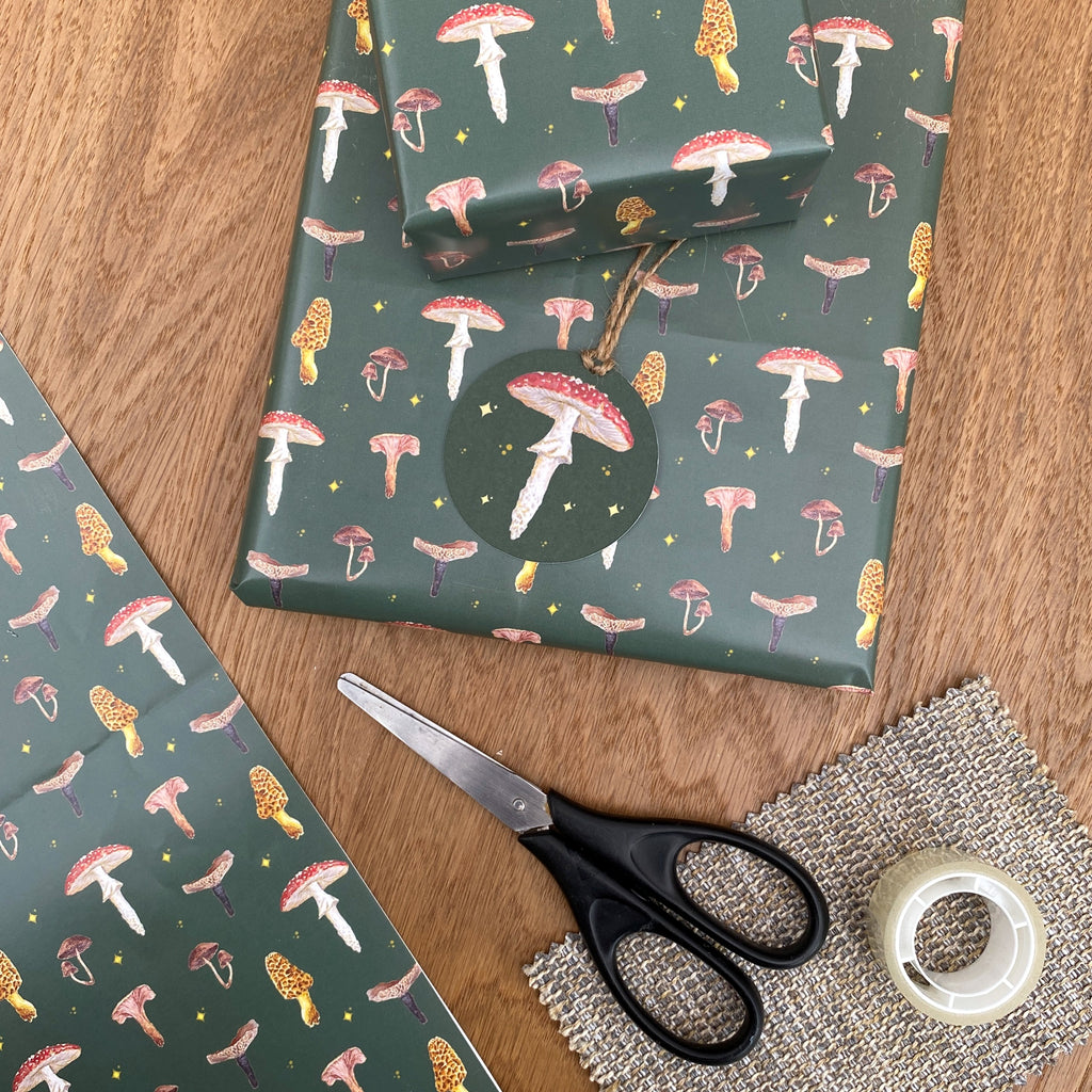 Mushroom Gift Wrap and Tag image 0