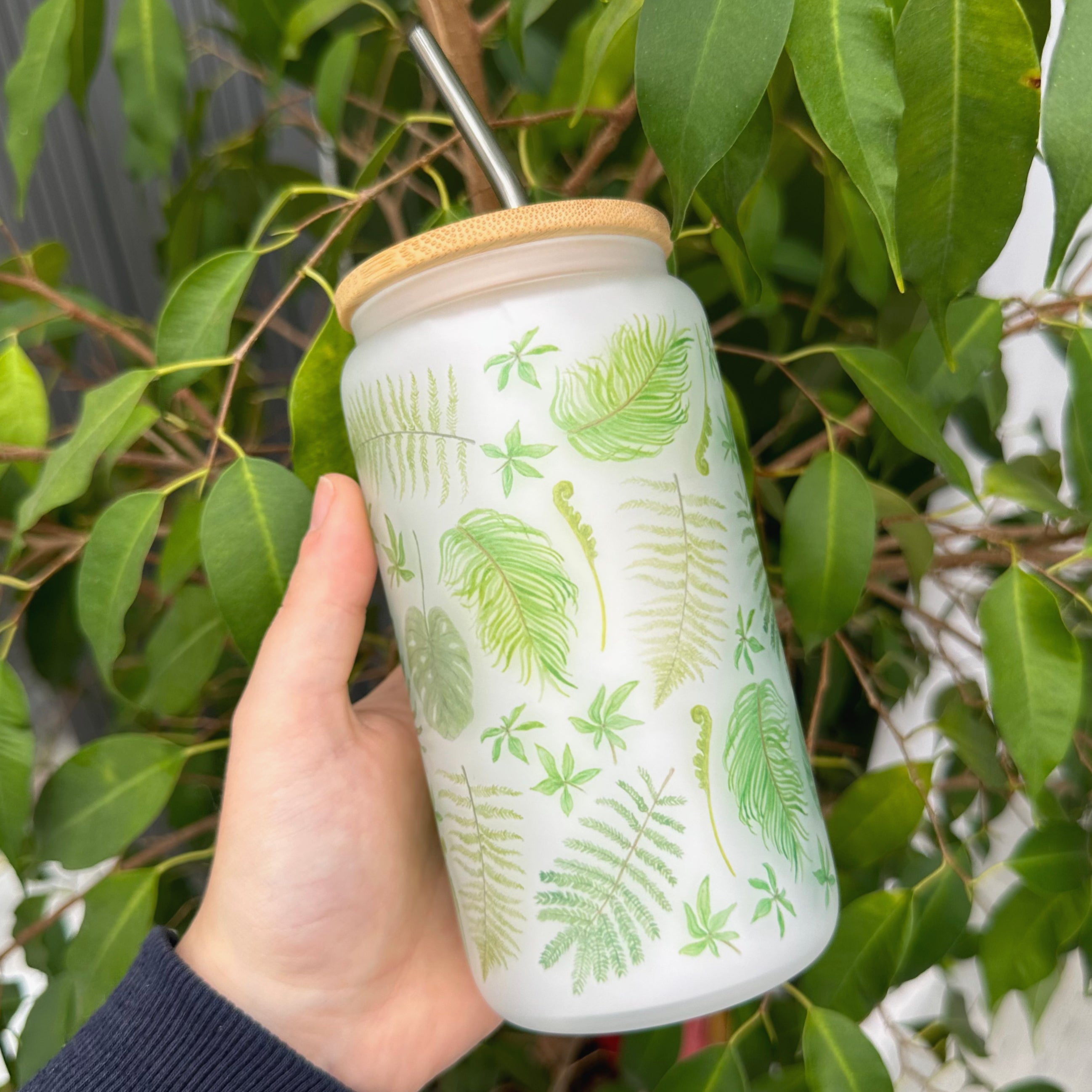 Rainforest Leaves 16oz Glass Tumblers image 0