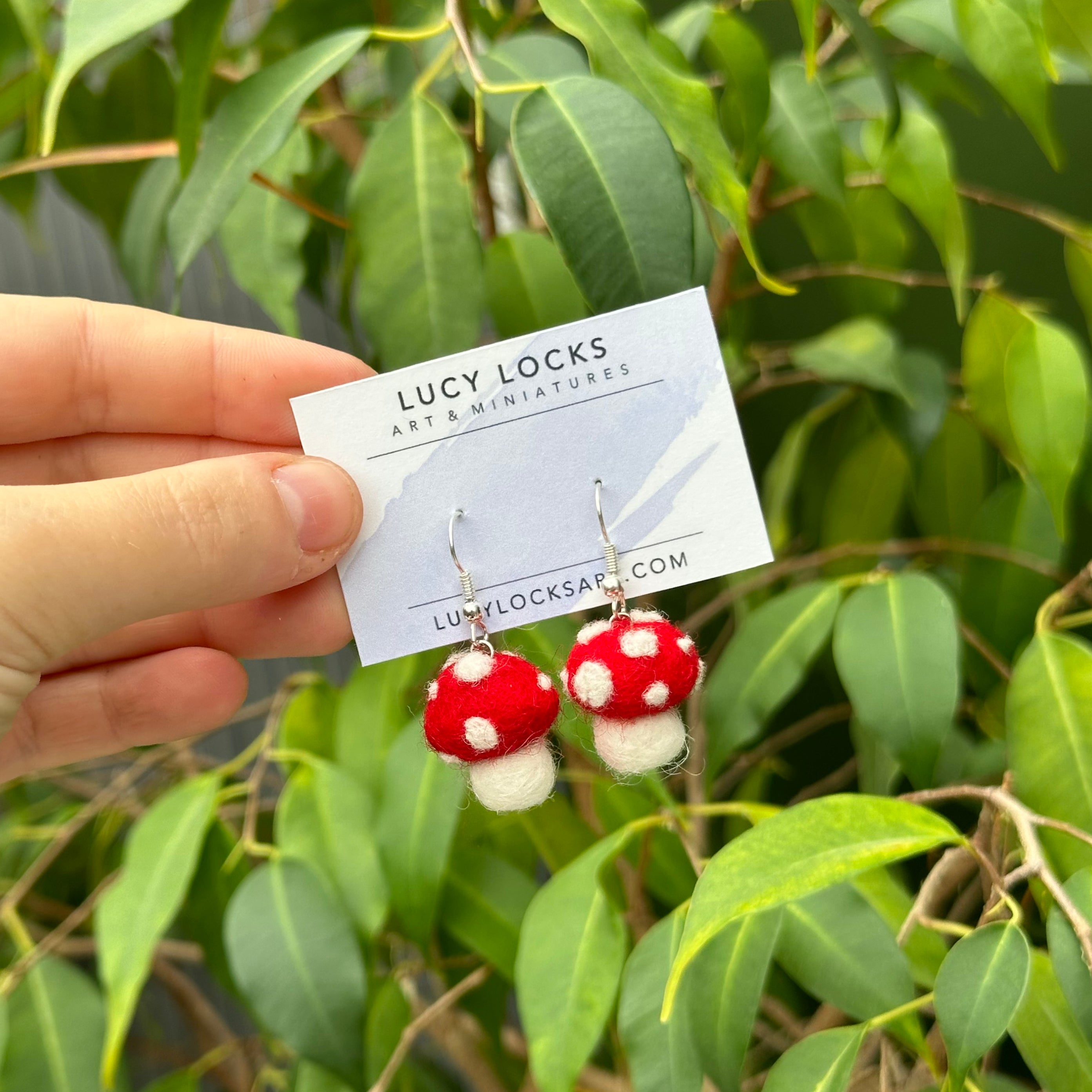 Felted Mushroom Earrings image 1