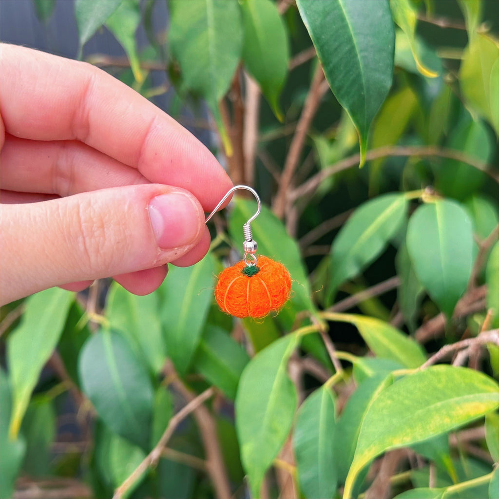 Felted Pumpkin Earring image 2