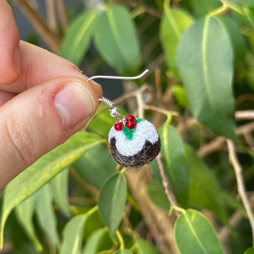 Felted Christmas Pudding Earrings image 2