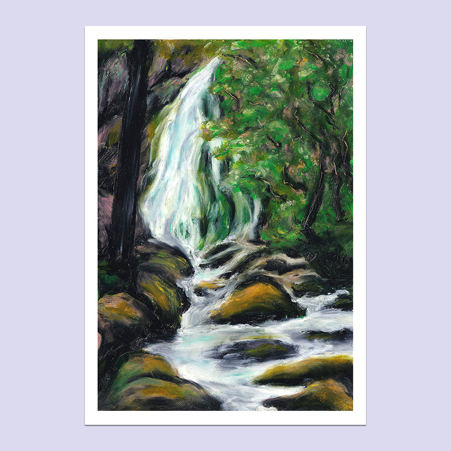 Forest Stream – A5 Oil Pastel Landscape Art Print image 0