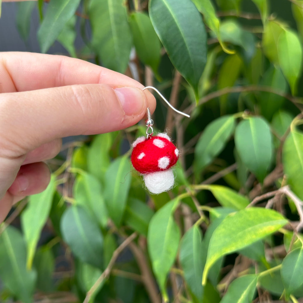 Felted Mushroom Earrings image 2