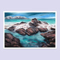 Ocean Rocks – A4 Oil Pastel Landscape Art Print image 0