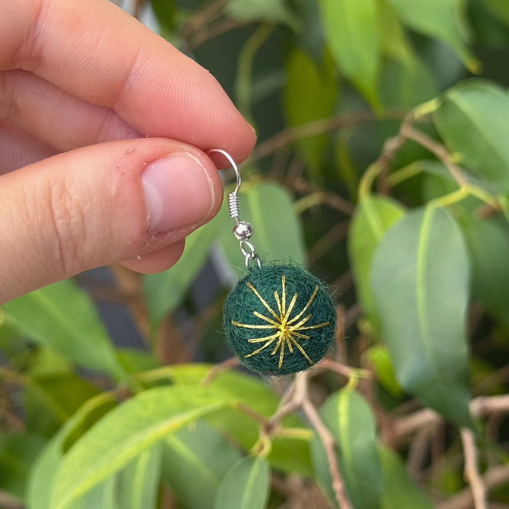 Felted Christmas Bauble Earrings - 4 Colour Options image 5