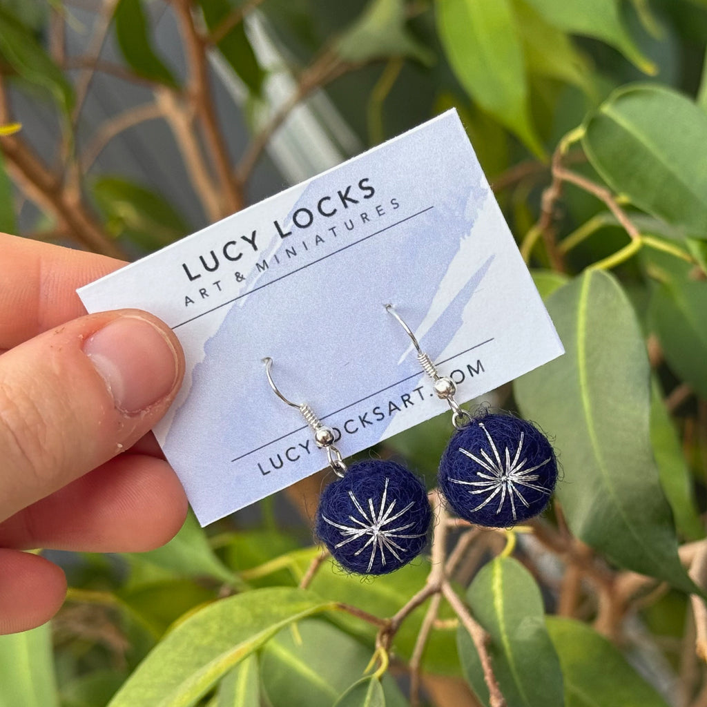 Felted Christmas Bauble Earrings - 4 Colour Options image 2