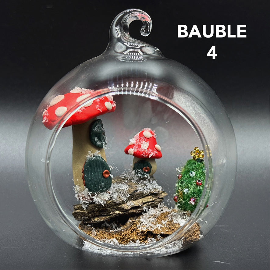 Mushroom Fairy Garden Glass Bauble Decoration image 3