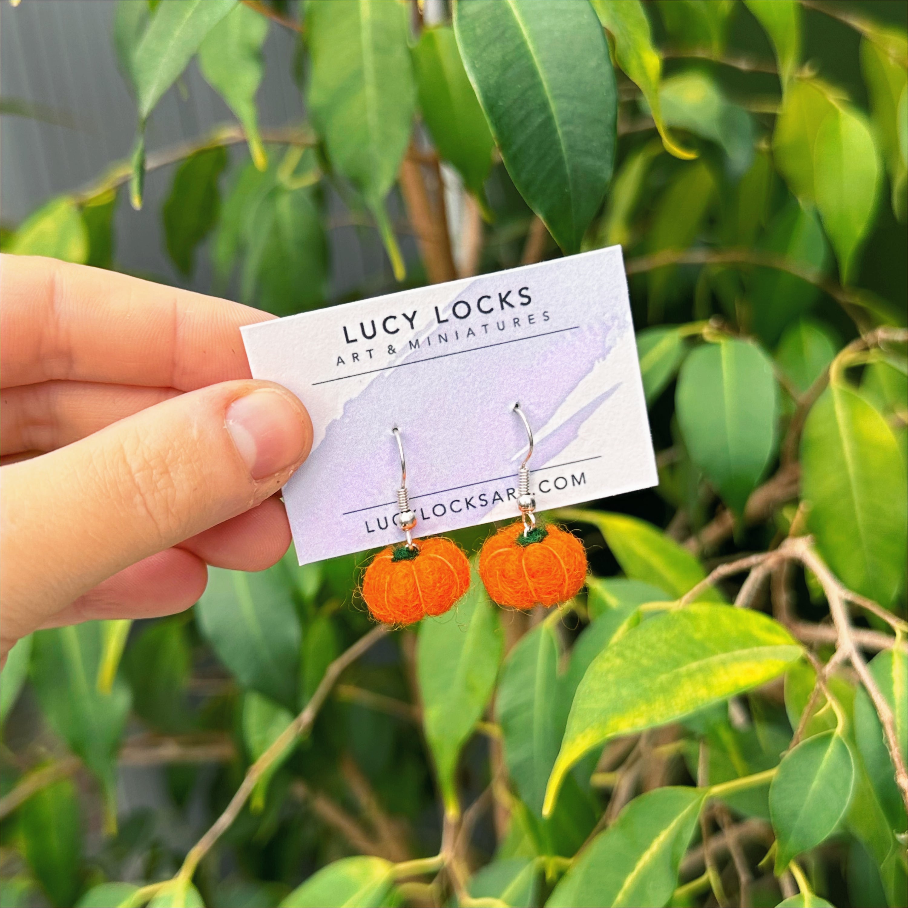 Felted Pumpkin Earring image 1