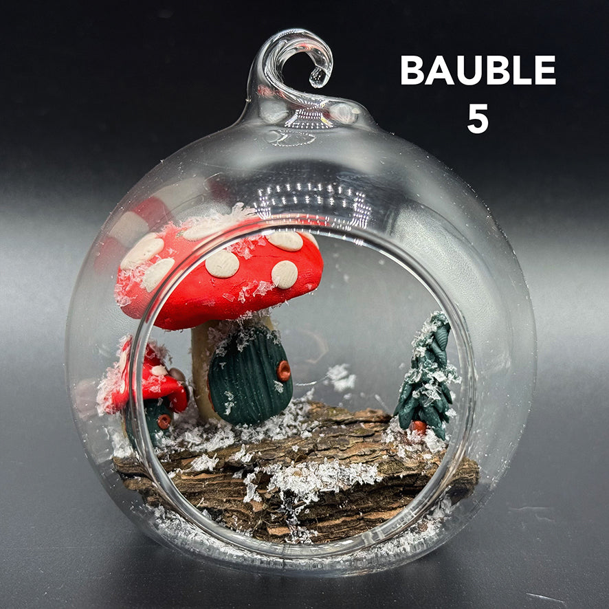 Mushroom Fairy Garden Glass Bauble Decoration image 4