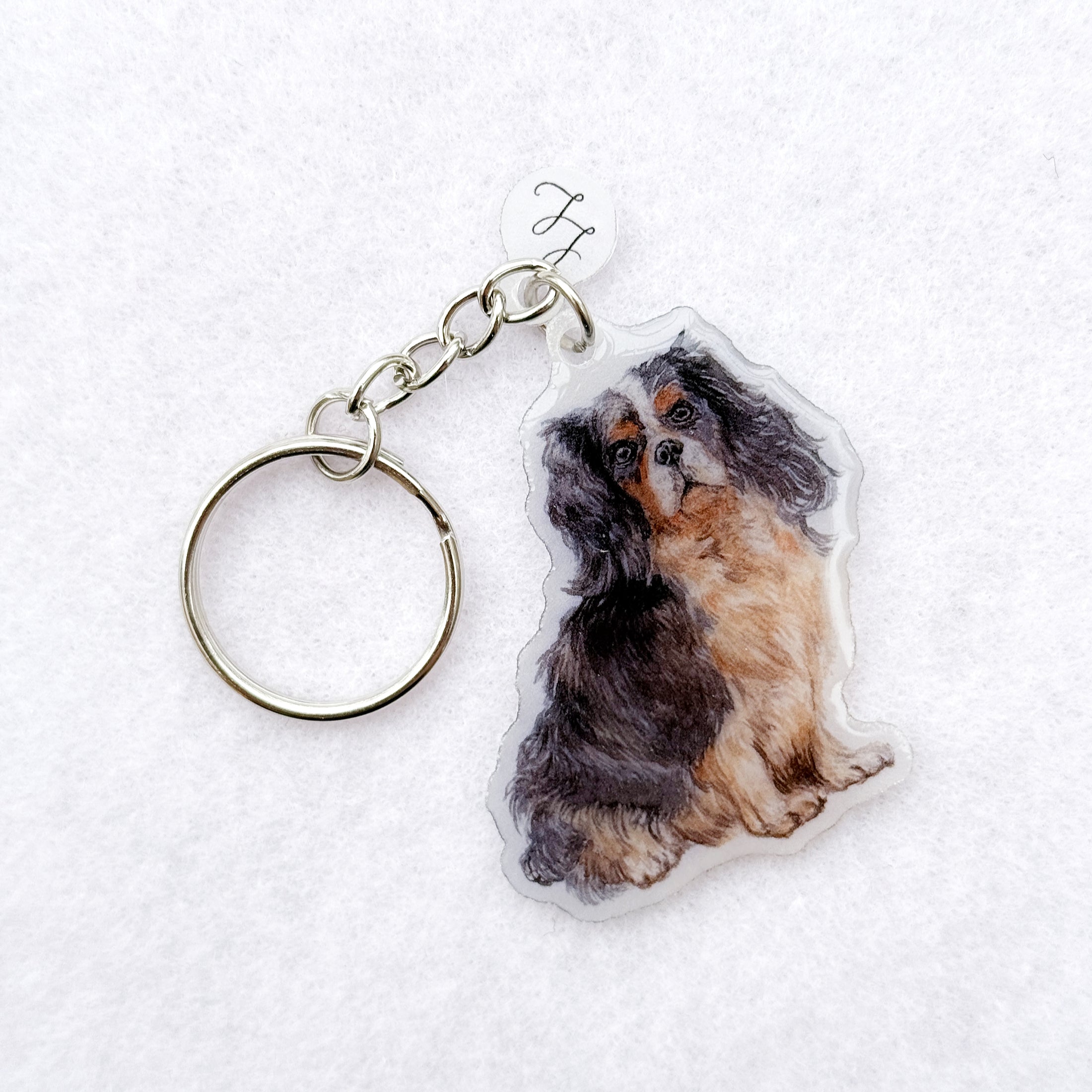 King Charles Spaniel (Tricolour) - Handmade Keyring image 0