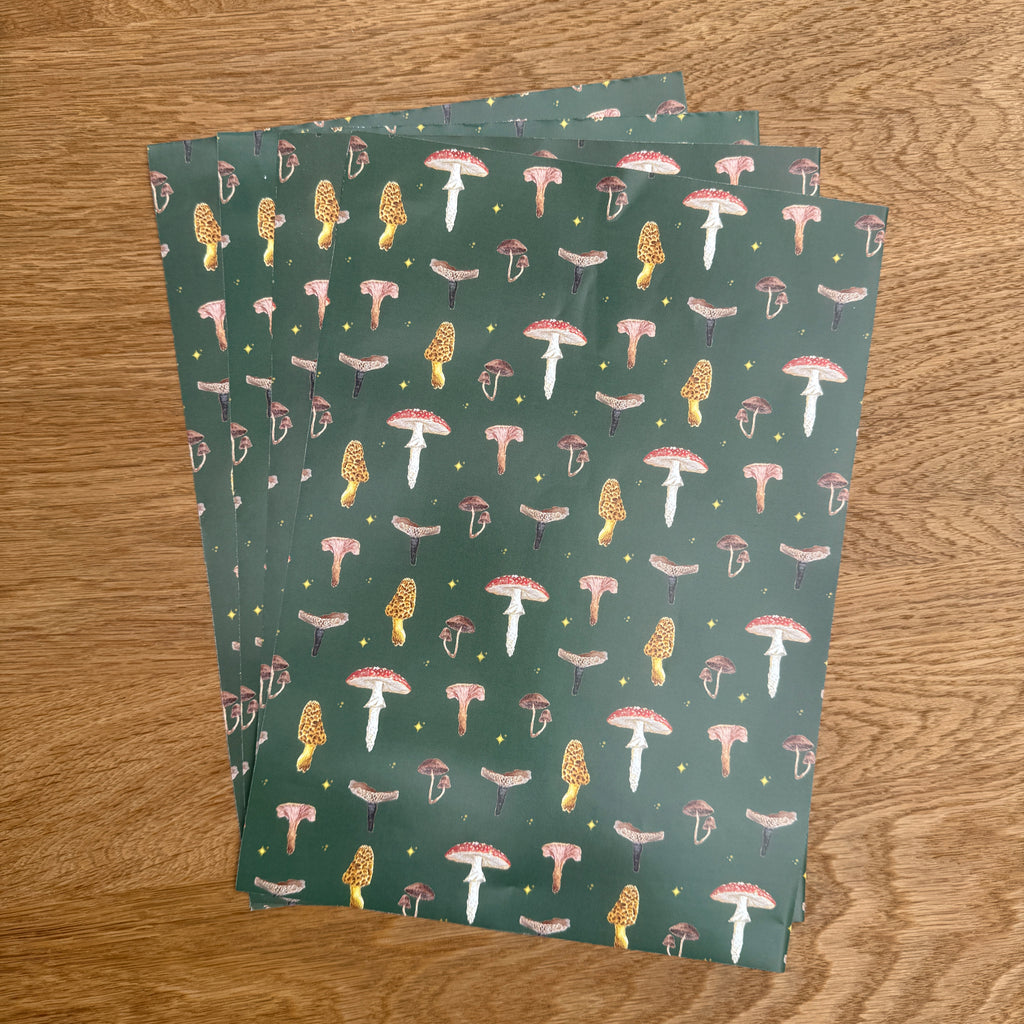 Green Mushroom A4 Patterned Paper - Set of 4 image 1