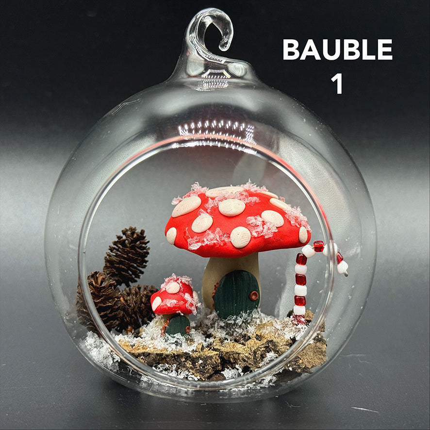 Mushroom Fairy Garden Glass Bauble Decoration image 0