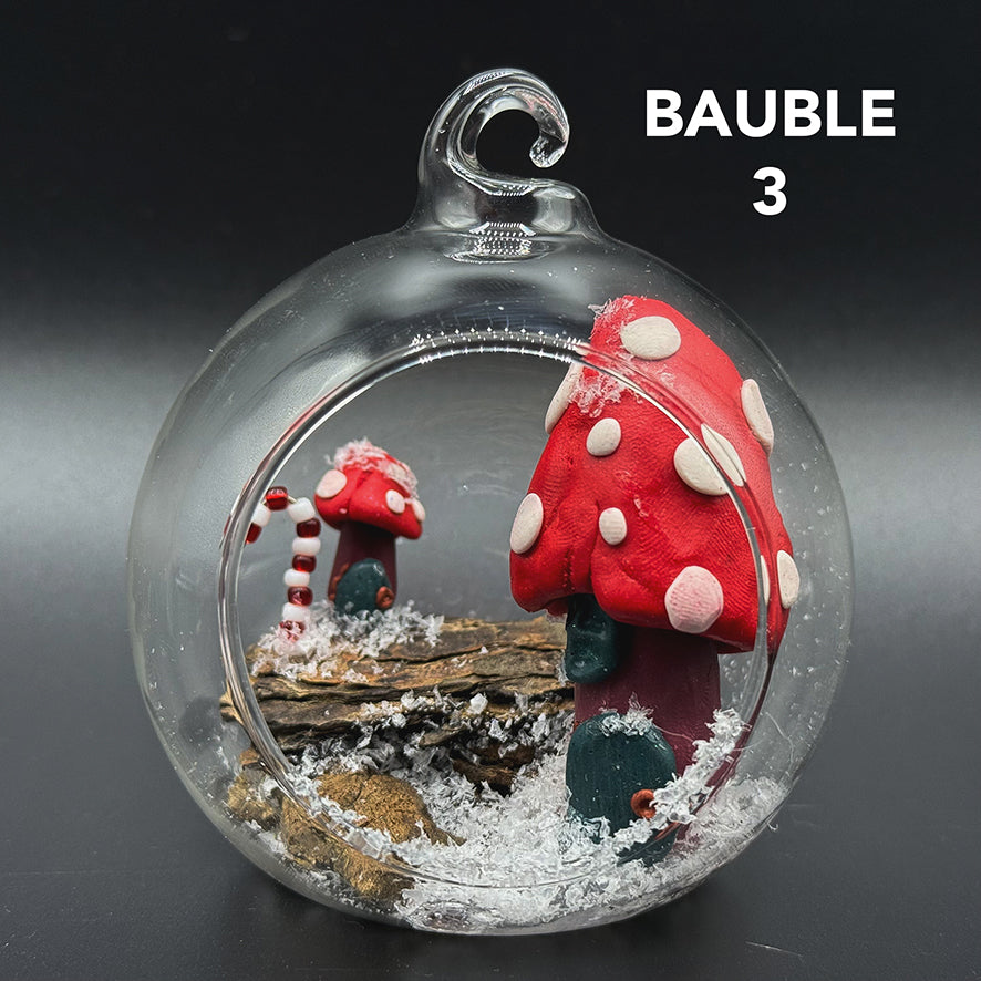 Mushroom Fairy Garden Glass Bauble Decoration image 2